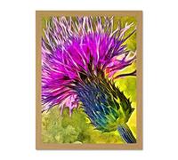 Scottish Thistle Flower Vibrant Large Framed Art Print Poster Wall Decor 18x24 inch