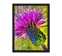 Scottish Thistle Flower Vibrant Large Framed Art Print Poster Wall Decor 18x24 inch