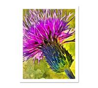 Scottish Thistle Flower Vibrant Large Framed Art Print Poster Wall Decor 18x24 inch