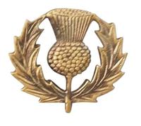 Scottish Thistle Glengarry Cap Badge 2 Inch - Antique Brass Highland Hat Badge for Balmoral & Army Caps