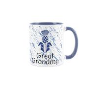 Scottish Thistle Great Grandma Mug - Blue & White Scotland Gaelic Souvenir Gift - Tea/Coffee Ceramic Cup Present