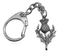 Scottish thistle Keyring in a Grey Burlap Pouch