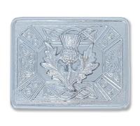 Scottish Thistle Kilt Belt Buckle - Traditional Celtic Knotwork Design in Antique Silver Finish - Classic Highland Wear Accessory for Men (Chrome Finish)