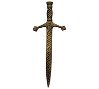 Scottish Thistle Kilt Pin Solid Steel with Brass Antique Finish 4" Highland Pins & Brooches Celtic Knot, Pin & Brooches, Swirl Celtic Knot Sword Chrome 10cm (Celtic Sword Thistle Crest Kilt Pin)