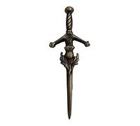 Scottish Thistle Kilt Pin Solid Steel with Brass Antique Finish 4" Highland Pins & Brooches Celtic Knot, Pin & Brooches, Swirl Celtic Knot Sword Needle Chrome 10cm (Scottish Thistle Heritage Kilt Pin)