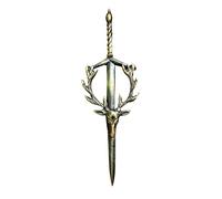 Scottish Thistle Kilt Pin Solid Steel with Brass Antique Finish 4" Highland Pins & Brooches Celtic Knot, Pin & Brooches, Swirl Celtic Knot Sword Needle Chrome 10cm (Stag Head Kilt Pin)