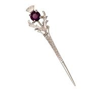 Scottish Thistle Kilt Pin With Dark Amethyst
