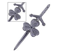 Scottish Thistle Kilt Pins Various Design Chrome Finish Celtic Pin & Brooches (SHAMROCK KILT PIN (1100-04))