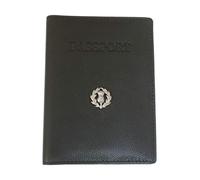 Scottish Thistle Leather Passport Cover Black Holder RFID Safe Gift 371