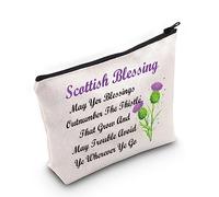 Scottish Thistle Makeup Cosmetic Bag Scottish Blessing Gift May Yer Blessings Outnumber The Thistle That Grow Travel Zipper Pouch (Scottish Thistle Bag)