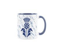 Scottish Thistle Mug - Blue & White Scotland Gaelic Souvenir Gift - Tea/Coffee Ceramic Cup Present