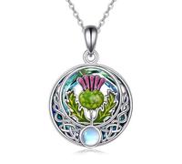 Scottish Thistle Necklace Sterling Silver Scottish Symbol of Love Celtic Knot Pendant Necklace Scottish Thistle Pendant Jewellery Gift For Women