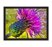 Scottish Thistle Purple Flower Vibrant Artwork Framed Wall Art Print A4 Artery8 Black One Size