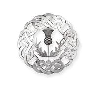 Scottish Thistle Ropework Circular Polished Pewter Traditional Plaid Brooch