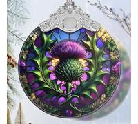 Scottish Thistle Stained Glass Orament - Christmas Ornament - Christmas Decorations for Tree - Holiday Present ldeas - Gift Exchange