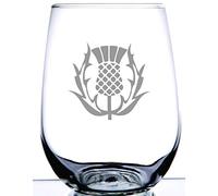 Scottish Thistle Stemless Wine Glass | National Symbol of Scotland Gaelic and Celtic Regions | Perfect for Scot Friends and Family and Outlander and Highlander Fans