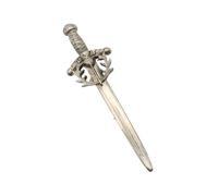 Scottish Thistle Sword Design Kilt Pin Brooch, Pewter, Silver, with Gift Box, 10.3 x 3 cm