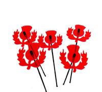 Scottish Thistles 5 Garden Stakes Sun Catcher Garden Decor Glowing Ornaments 25cm, 10 inch high, 6cm, 2.8 inch width Outdoor Gardeners Gift (fluorescent Red)