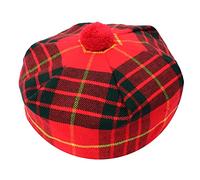 Scottish Traditional Tam o' Shatner Acrylic Wool Tammy Hat Pom Pom One Size Various Tartans Beret Balmoral Flat Kilt Bonnet (Camron Red Tartan)