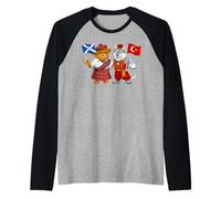 Scottish Turkish Roots Scotland Türkiye Turkey Flag Raglan Baseball Tee