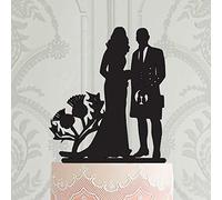 Scottish Wedding Cake Topper Bride and Groom in Kilt Vintage Silhouettes Cake Decor Toppers for Wedding Anniversary Baby Shower Birthday Party Engagement