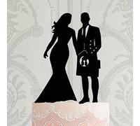 Scottish Wedding Cake Topper Bride and Groom in Kilt Vintage Silhouettes Cake Decor Toppers for Wedding Anniversary Baby Shower Birthday Party Engagement