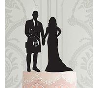 Scottish Wedding Cake Topper Groom in Kilt Vintage Silhouettes Cake Decor Toppers for Wedding Anniversary Baby Shower Birthday Party Engagement