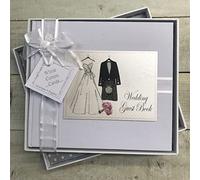 Scottish Wedding. Guest Book. Bride & Groom Kilt Design. Hand Finished by WHITE COTTON CARDS (WK3)