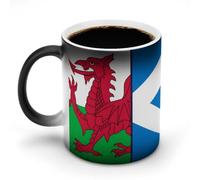 Scottish & Welsh Flag Cute Color Changing Mug Ceramic Heat Sensitive Mugs Magic Coffee Cup with Handle 12 Oz
