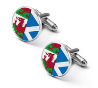 Scottish & Welsh Flag Mens Classic Cufflinks Custom Shirt Cuff Links Jewelry Accessories for Business Wedding 0.7" 0.8"