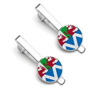 Scottish & Welsh Flag Men's Tie Clip Classic Necktie Tie Bar 2 Pack Clasp Clip for Wedding Anniversary Business Gifts