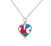 Scottish & Welsh Flag Personalized Pet Urn Necklace Keepsake Urn Pendant Cremation Jewelry Gifts for Dog Cat Lover