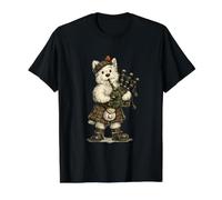 Scottish West Highland Terrier Playing Bagpipes Value Graphic T-Shirt, Men, Black, M
