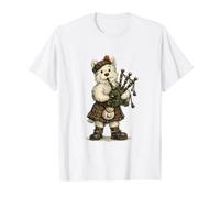 Scottish West Highland Terrier Playing Bagpipes Value Graphic T-Shirt, Men, White, S