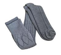 Scottish Wool Blend Kilt Hose Socks, Traditional Highland Wear, Black White Grey Green (UK, Alpha, L, Regular, Regular, Grey)