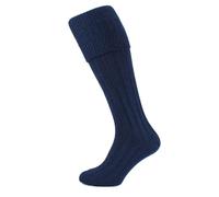 Scottish Wool Blend Kilt Hose Socks, Traditional Highland Wear, Black White Grey Green (UK, Alpha, M, Regular, Regular, Navy Blue)