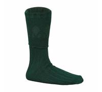Scottish Wool Blend Kilt Hose Socks, Traditional Highland Wear, Black White Grey Green (UK, Alpha, S, Regular, Regular, Green)