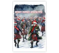 Scottish Zombie Apocalypse Christmas Card, Large Size 5.8" x 8.3".