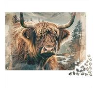 ScottishCattleWildNatureDesign 1000 Pieces Puzzles Colorful Highland Cow Portrait Decoration Puzzle Educational Game for Men And Women Challenging Jigsaw Jigsaw Puzzles for Adults 52x38cm/1000pcs