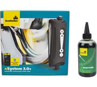 Scottoiler xSystem 3.0+ electronic chain oiler with Bluetooth App control including All Climate Biodegradable Green Scottoil