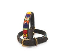 Scotts of London Spaniel 16" leather & beaded collars from the Masai Mara (Bright beading, 3/4" wide)