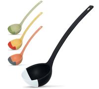 SCOUPS Silicone Spoon - Colorful Silicone Spatula Ladle with a Soft Top to Mold to your Pots & Pans. (Black/LightGrey)