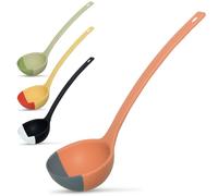 SCOUPS Silicone Spoon - Colorful Silicone Spatula Ladle with a Soft Top to Mold to your Pots & Pans. (Blue/Orange)