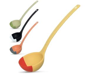 SCOUPS Silicone Spoon - Colorful Silicone Spatula Ladle with a Soft Top to Mold to Your Pots & Pans (Red/Yellow)