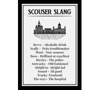 Scouser Slang Dictionary Wall Art Print, Liverpool Skyline, Local Dialect Definitions, Black and White. Size A4