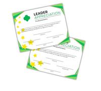 Scout Leader Appreciation Certificate 30pk 8.5x11” Leadership Troop # Recognition Cookie Sales Gold Silver Award Brownie Daisy Camp
