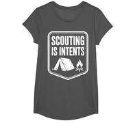 Scout Leader Scouting Pun Tent Camping Scout T-Shirt, Girls, Asphalt Grey, Medium
