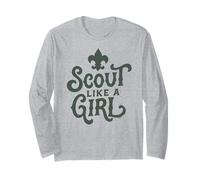 Scout Like A Girl Fleur De Lis BSA Cub Scouts Typography Long Sleeve T-Shirt