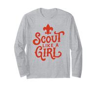 Scout Like A Girl Fleur De Lis BSA Cub Scouts Typography Long Sleeve T-Shirt