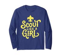 Scout Like A Girl Fleur De Lis BSA Cub Scouts Typography Long Sleeve T-Shirt